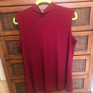 Susan Graver Liquid Knit Mock Neck Sleeveless Top